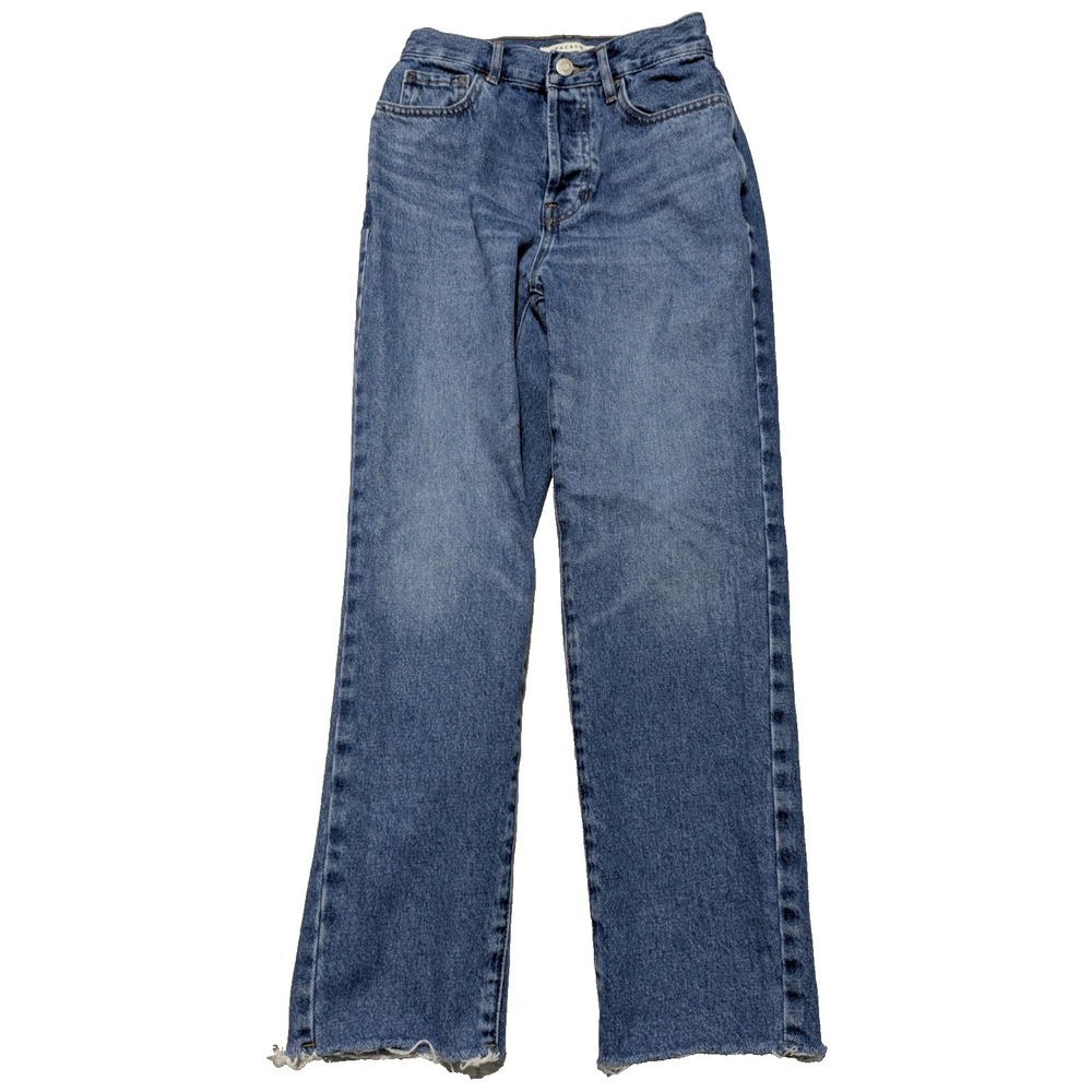 PACSUN HIGH-RISE STRAIGHT Women 23 Cotton Raw Hem Denim‎ Blue Jeans